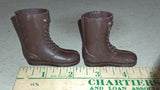 Vtg GI Joe StandardTall Brown Boots Wide Ridge Action Soldier 12" Pair Pre 1970
