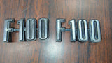 1973-1976 Ford F100 Fender Emblem Badge Matching Pair OEM D4TB-16702-C