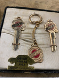 Vtg Chrysler Key Blank Keychain Set Fobs Gold 50's Hot Rod Classic Display Case!