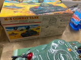 Vintage Taiyo M-4 Sherman Combat Tank battery-operated litho tin toy Japan Box 2