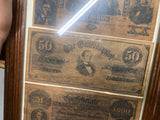 Confederate Notes Vtg Currency Decoupage Wall Art Decor Plaque Display Civil War