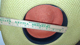Vintage Toucan Collection NY Wide Brim Woven Straw Sun Hat Orange Green Ribbon