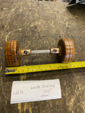 NOS Vintage Wooden Door Knob Set Minty Stained Oak Victorian Brass Box Style