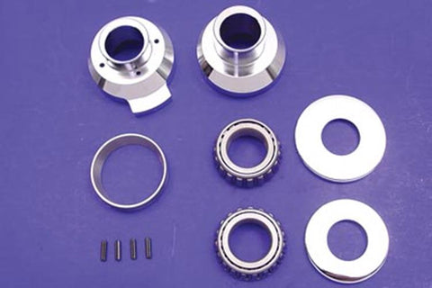Raked Fork Neck Cup Kit Chrome Shovelhead Softail Chopper 3 Degree Bearings Twin