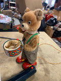 Vintage Battery Operated Drummer Bear Plush Toy Tin Drum Japan 50's Cragstan