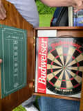 Vintage Budweiser Frog Wood Dartboard Cabinet Case 22x 19 Advertising Breweriana