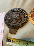 Antique 1935 Brass License Plate Topper Plaque Automobile Club USA Hot Rod Jalop