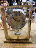 Vintage Howard Miller Brass Desk Clock Floating Dial Gold tone Quartz Japan