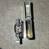 Vintage 1989 Zippo Slim B V Diagonal Slash Lines Chrome Pocket Lighter