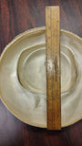 Vintage 1950s Beige Satin Half Hat Velvet Trim Bridal Cocktail Fascinator