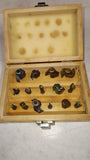 Vintage Carbide Router Bit 15pc Set with Wooden Storage Box Case