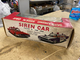 Vintage ASC Japan Tin Toy Friction Siren Police Car 9.75" Original Box 60's