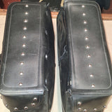 Universal Studded Black Synthetic Leather Motorcycle Saddlebags Eagle Bolt On