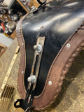 larosa Brown Leather Solo Motorcycle Seat Iron Cross Braided Harley Chopper spri
