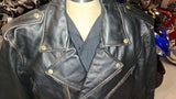 Unik Ultra Distressed Black Leather Biker Jacket Heavyweight 3XL Liner