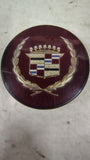 1980's Cadillac Seville DeVille Wire Wheel Center Cap Burgundy Gold Crest 6736