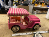Vintage 1962 Tonka Surrey Pink Jeep Canopy Elvis Movie 350 Toy W spare Tire!
