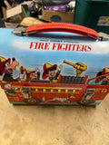 vtg Disney Fire Fighters Metal Lunch Box 70s Aladdin Collectible Tin Termos Mint
