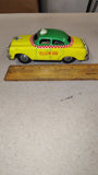 Vintage 1950s Japan Tin Litho Yellow Cab Taxi Toy Car Green Roof Checker