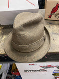 Men's Brown Wool Tweed Fedora Hat Stylish Trilby Dunlap 6 7/8 Dress 50's Gangste