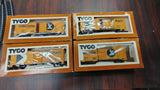 Vintage Tyco HO Scale Train Lot: 11 Boxed Cars, Santa Fe Engine, Tracks, Bridg