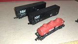 N Scale Norfolk & Western / Mobilgas Lot - 4 Running Cars + 2 Repair/Parts Cars