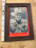 Vtg Penny ARCADE CARD Gene Autry Tv Star Framed Picture Western Cowboy 40's