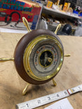 SWIFT Nautical Ship's Wheel Weather Station Barometer Vtg Desk Mantle Boat Camp