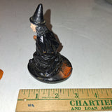 Vintage Plastic Halloween Witch Figurine Crocheted Jack O Lantern Pin Earrings