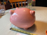 Vintage Pink Ceramic Piggy Coin Bank Large Mid Modern Century Collectible 50's