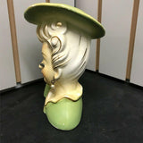 VINTAGE ANTIQUE LADY VASE BY ARTMARK HAND PAINTED GREEN