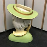VINTAGE ANTIQUE LADY VASE BY ARTMARK HAND PAINTED GREEN