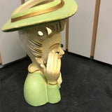 VINTAGE ANTIQUE LADY VASE BY ARTMARK HAND PAINTED GREEN