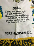 VINTAGE US ARMY MOTHER SATIN PILLOW COVER FORT JACKSON S.C. 17" X 17" FRINGE