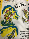 VINTAGE US ARMY MOTHER SATIN PILLOW COVER FORT JACKSON S.C. 17" X 17" FRINGE