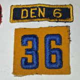 Vintage BSA Cub Scout Patch Lot Den 6 Pack 36 Denner Pin Flaming Arrow Patrol
