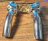 Harley Sportster Superglide Dyna Softail 4 1/2 Pullback Risers w/ HD Logo Clamp