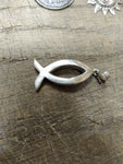 Vtg 925 Sterling Silver Christian Fish Ichthys Necklace Pendant Charm 1.5 inch