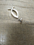 Vtg 925 Sterling Silver Christian Fish Ichthys Necklace Pendant Charm 1.5 inch