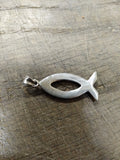 Vtg 925 Sterling Silver Christian Fish Ichthys Necklace Pendant Charm 1.5 inch