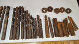 Vintage Auger Brace Bits Machinist Tap Die Combo Lot Black Metal Organizer Box