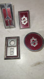 80-86 Oldsmobile Emblem Lot Rocket Omega Cutlass Red Chrome OEM GM