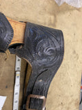 Black Leather Cowboy Gun Holster Waist Belt Pistol Revolver Hand tooled 38 22cal
