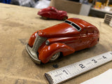 Vintage Schuco Patent #1010 Red Wind-Up Tin Toy Car Germany US Zone - Rare Find