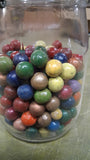 Vintage Arc France 1L Wire Bail Glass Jar Lot 150+ Antique Painted Clay Marbles