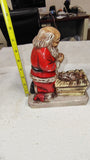 Vtg 1976 R P Gauer Kneeling Santa Praying Over Baby Jesus Manger Plaster Figure