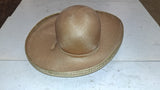 Vintage Mr John Classic NY Paris Gold Straw Wide Brim Hat Saks Box