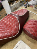 Custom Diamond Stitch Seat & Sissybar pad Harley Sportster 07+ 883 1200 red maro