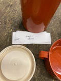 Vintage Aladdin Thermos Bottle Brown Orange Plastic Handle Cup Lid Hunter Constr