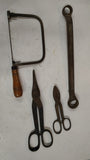 Vintage Hand Tool Lot Coping Saw Offset Box Wrench Tin Snips Shears 4 Pc